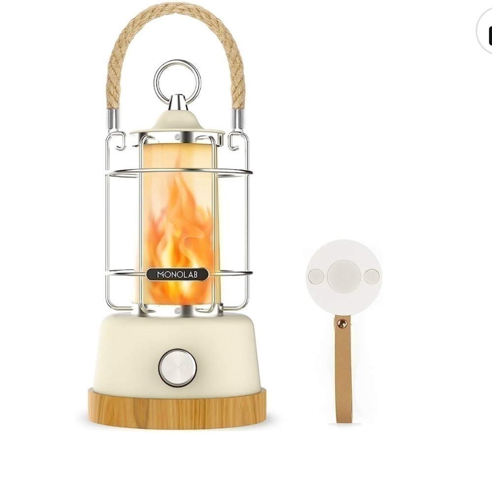LED Vintage Camping Lantern Flickering Flame, with USB & remote